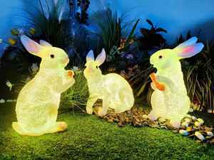Escultura de conejo luminosa de fibra de vidrio 3D, luz LED de conejo para decoración de jardín exterior, iluminación de paisajes de parques - Product Image 1