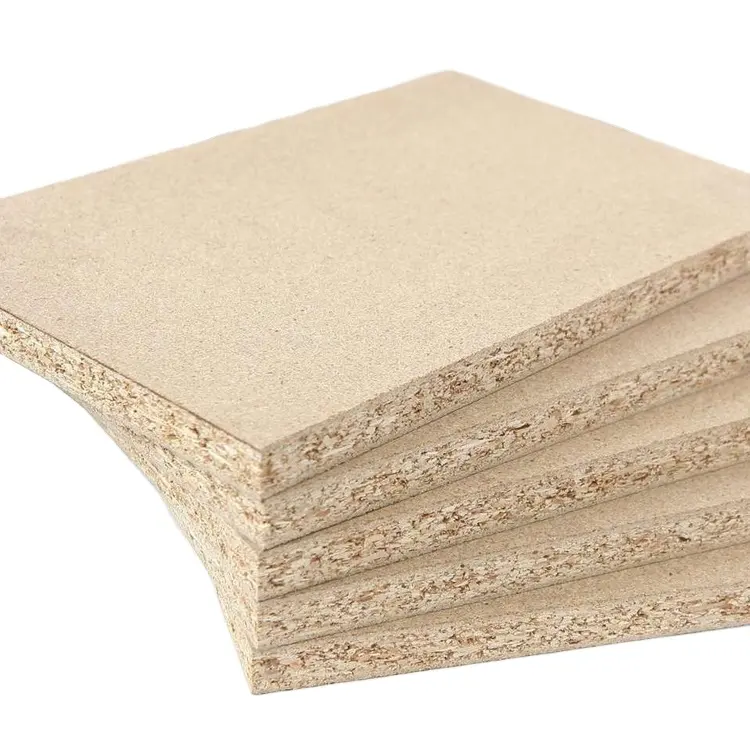 Fabricantes precio barato E0 18mm aglomerado cáscara de arroz madera de bambú laminado flakeboards hoja tablero de partículas para muebles