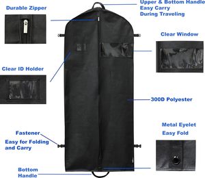 Sacs de vêtements pliables anti-poussière réutilisables pour hommes noirs avec logo personnalisé, vente en gros, housse de protection de voyage - Product Image 3