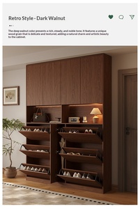 XHA Solid Wood Foldable Shoe Cabinet for Home Living Room Home Furniture Ultra-Thin Flip-Up Modern Design 6 Shelves - Product Image 2