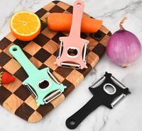 Pisau Paring baja tahan karat 3-in-1, alat dapur plastik PP multifungsi alat serut Melon Planer sayuran Manual