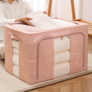 Factory Sale Clothes Storage Bins Box Metal Frame Foldable Stackable Containers with Clear Window for Closet Bedding Quilt 22L