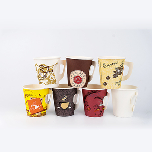 Tasse de café à emporter, logo <span class=keywords><strong>personnalisé</strong></span>, écologique, gobelet simple mural, <span class=keywords><strong>pas</strong></span> <span class=keywords><strong>cher</strong></span> avec poignée, 50 pièces - Product Image 3