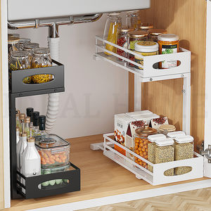 Adjustable Height Metal Pull Out Under <strong>Sink</strong> Organizers and <strong>Storage</strong> Shelves with Sliding Drawer, Under <strong>Sink</strong> <strong>Storage</strong> for Kitchen - Product Image 1