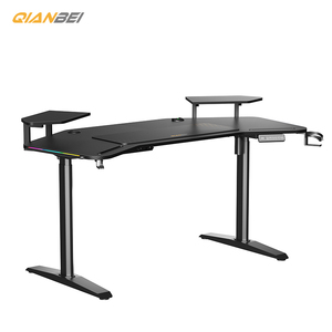 Bureau de travail réglable en hauteur à double moteur avec support pour ordinateur portable en bois pour tables de jeu et moniteur, surface en MDF - Product Image 2