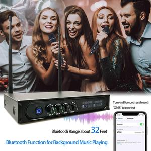 Dual-Cordless <b>Wireless</b> Mic for Bluetooth Receiver Volume Control Cardioid for ECHO Karaoke Church Meetings Public Speaking - Product Image 2