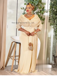 Robe de soirée élégante et tendance pour femme africaine, grande taille, à sequins, longueur ras du sol, taille haute, pour mariage, <span class=keywords><strong>demoiselle</strong></span> d'honneur et fête, modèle transfrontalier - Product Image 1