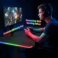 Table de jeu AOR E-sports avec plateau en fibre de carbone, contrôle de hauteur à trois vitesses avec mémoire, éclairage RGB, vente en gros d'usine