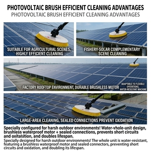 Cepillo de Limpieza de Paneles Solares Eléctrico de Una Sola Cabeza, Telescópico, con Rociador de Agua, para Módulos Fotovoltaicos - Product Image 2
