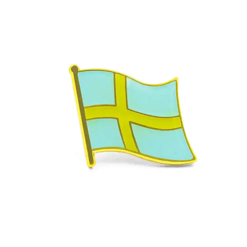 Großhandel Metallhandwerk - Individueller Emaillepin-Ausweis Magnet - Dänemark Schweden Flagge weiche harte Emaillepinne