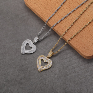 Pendentif d'amour irrégulier, bijoux hip-hop, accessoires <span class=keywords><strong>rap</strong></span>, cuivre incrusté de zircon, pendentif en forme de cœur pour couple. - Product Image 2
