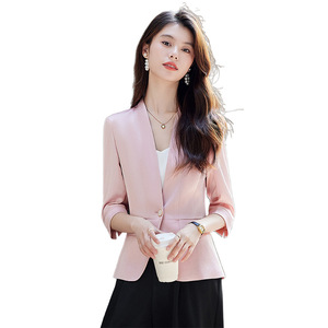 White Blazer For Women Solid Color Polyester Anti-Wrinkle Spring Summer Casual Professional Wear - Product Image 5