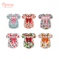 Vêtements de barboteuse d'été pour filles, combinaison de barboteuse à bulles rose smockée personnalisée avec broderie de fraises, vêtements de jeu mignons pour tout-petits