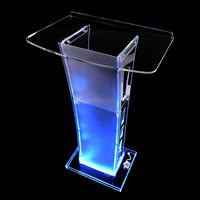 Púlpito acrílico para iglesias Soporte de podio acrílico Atril Escritorio de recepción con luces LED Soportes de podio de pie
