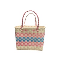 Sac fourre-tout en plastique tressé style frais, panier cadeau, sac à main, sac à bandoulière décontracté et tendance pour la plage, idéal pour les voyages et les souvenirs pour femmes