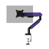Soporte de Monitor Ajustable de un Solo Brazo, para Pantallas de 17"-42", con Luz LED y USB en la Base, Ideal para Juegos