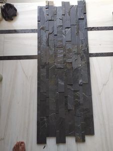 Paneles de piedra de pizarra negra, paneles de piedra de repisa, revestimiento apilable, Palimo dorado, piedra arenisca Natural de Indonesia, Exterior, estilo moderno - Product Image 5