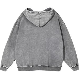 เสื้อฮู้ดดี้ผู้ชาย FOXA ทรงโอเวอร์ไซส์ ผ้าคอตตอนฟอกสีสไตล์สตรีทแวร์ มีกระเป๋า แขนปกติ ผ้าเฟรนช์เทอร์รี่ - Product Image 3
