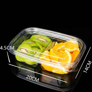 Caja de embalaje de plástico para mascotas transparente desechable de frutas recién cortadas, caja de ensalada de frutas rectangular con múltiples compartimentos con tapa - Product Image 6