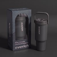 Nouvel Arrivage – Gobelet Isotherme de Voyage Mignon en Acier Inoxydable 304 à Double Paroi, Sans BPA, 40 oz, avec Paille et Poignée