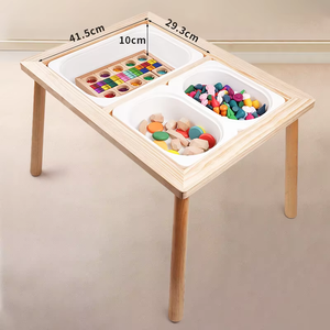 Mesa de Actividades Sensoriales para Niños, Muebles Montessori, Mesa Infantil de Madera con Contenedores, Mesas de Juego y Estudio para Niños con Almacenamiento - Product Image 3