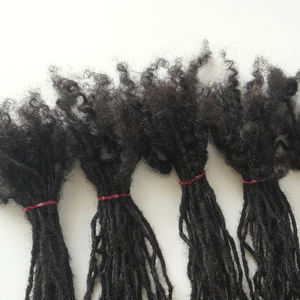 KAMA, venta al por mayor, 100%, extensiones de cabello humano Remy brasileño, extensiones de Rastas, extensión de enclavamiento, Microlocs de cabello humano con extremos rizados - Product Image 2