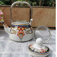 Couvercle d'huilier épaissi, bouilloire de style chinois à motif floral, théière rétro de luxe léger avec infuseur à thé