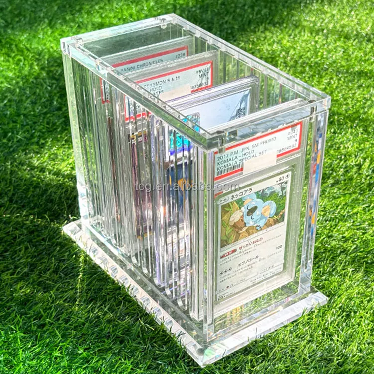 Casing kotak penyimpanan kartu, TCG akrilik bening 10/20 Slot BGS CGC SGC kelas kartu casing Pokemon pembaruan kartu olahraga