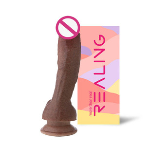 REALING nero marrone realistico Dildo spesso realistico pene enorme con potenti ventose e vibrazioni per il gioco a mani libere - Product Image 2