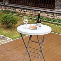 Table de bar ronde robuste Moon, diamètre 80 cm, plateau en plastique résistant pour salons professionnels, stands de vente et événements