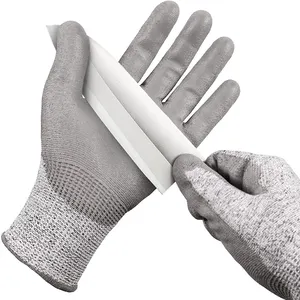 HPPE Anti-cut Level 5 Protection Safety Work Cut Resistant Gloves With Crinkle Latex Coated Palm Accept Customized Logo