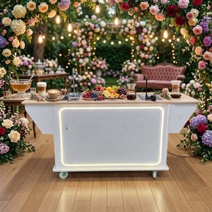 Carrito de Café Móvil de Madera de Grado Alimenticio, Puesto de Bebidas, Barra con Logotipo Personalizado y Caja de Luz para Tiendas Pop-up, Bodas y Negocios en Centros Comerciales - Product Image 5