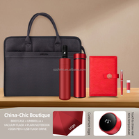 Ensemble cadeau d'affaires haut de gamme pour homme : mallette promotionnelle + parapluie + gourde isotherme + carnet + stylo + clé USB