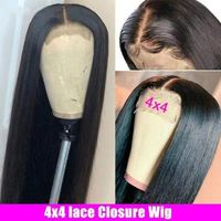 Perruque Bob 4x4 en cheveux humains vierges Remy vietnamiens, frontale transparente Full Lace HD, densité 180% 250%, lisse ou bouclée
