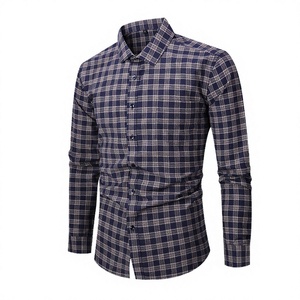 Camisa Casual de Manga Larga con Doble Botonadura y Micro Cuadros para Hombre, 100% Algodón Transpirable, Verano, ODM, Logotipo en la Parte Trasera del Cuello, India - Product Image 2