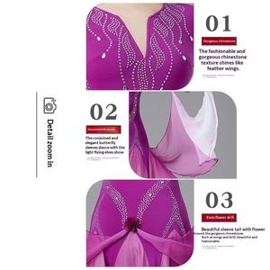 FLHY0804 Jupe de <span class=keywords><strong>danse</strong></span> moderne pour femme, Robe de <span class=keywords><strong>danse</strong></span> standard nationale pour la valse, Robe de compétition de tango, Jupe de <span class=keywords><strong>danse</strong></span> sociale pour la <span class=keywords><strong>danse</strong></span> carrée - Product Image 4