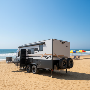 Caravane de <span class=keywords><strong>camping</strong></span> en aluminium avec toilettes rotatives et robinet pliable pour des voyages en plein air sur mesure - Product Image 1