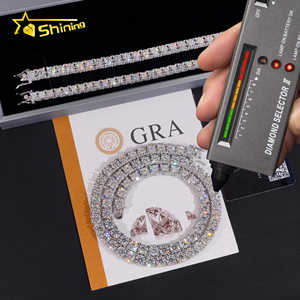 RTS工場価格ヒップホップ925スターリングシルバー5mm 6.5mmVVSダイヤモンドネックレスフルアイスアウトモアッサナイトテニスチェーン - Product Image 4