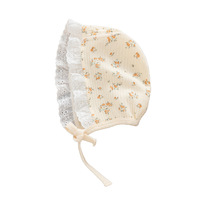 Gorro de Bebé para las Cuatro Estaciones, con Encaje, Diseño Floral, Unisex, de Algodón, sin Varillas, con Cierre de Lazo, para Exteriores, Protección Solar