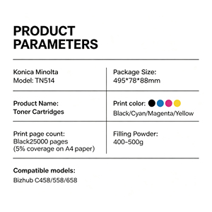 Cartouche de toner couleur TN514 pour copieur, haute qualité, prix abordable, compatible avec Konica Minolta Bizhub C458 558 658 - Vente flash - Product Image 2