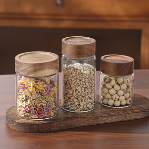 مطبخ حديث ، زجاجة ختم طعام مع غطاء خشبي لتخزين المشروبات والحبوب للحفلات - Product Image 5