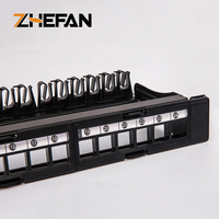 Panel Patch Kosong UTP ZHEFAN 19 Inch 1U 24 Port dengan Jack Keystone Komunikasi Telekomunikasi dan Back Bar