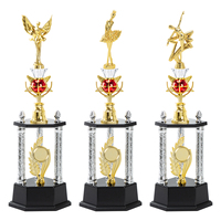 24 Trophée des meilleures ventes en plastique ABS rouge et coupe en cristal pour la compétition de danse de ballet RZ07