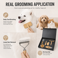 Kit de toilettage pour chat, brosse en bambou, peigne double face, coupe-ongles pour les soins quotidiens des animaux de compagnie
