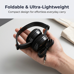 Audífonos Intrauditivos Plegables con Cable, Sonido Estéreo, Color Negro, Diseño Compacto y Ligero para Viajes - Product Image 4