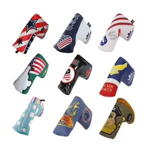 New Arrival Golf Blade Putter Headcovers Funny Pu Leather Embroidered Pattern Golf Putter Cover