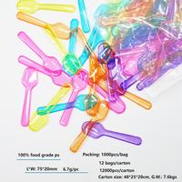 12000 pièces par carton, mini-cuillères jetables en plastique coloré de qualité alimentaire de 75 mm pour gelée, pouding, yaourt, crème glacée, dessert, gâteau, apéritif