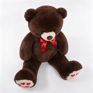 Customized <b>Large</b> teddy bear with red bow, Brown teddy bear stuffed animal - Product Image 3