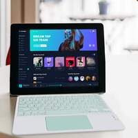 Keyboard Bluetooth Tipis Pintar, Keyboard Touchpad Nirkabel Isi Ulang untuk iPad 10.2, Samsung Galaxy Tab S6 A7 A8 S8 S9 FE
