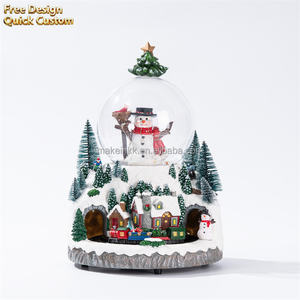 Globo di Neve con <span class=keywords><strong>Villaggio</strong></span> Natalizio, Ornamento Festivo Rotante a Sfera di Neve, Statuetta per Decorazione Natalizia da Tavolo - Product Image 1